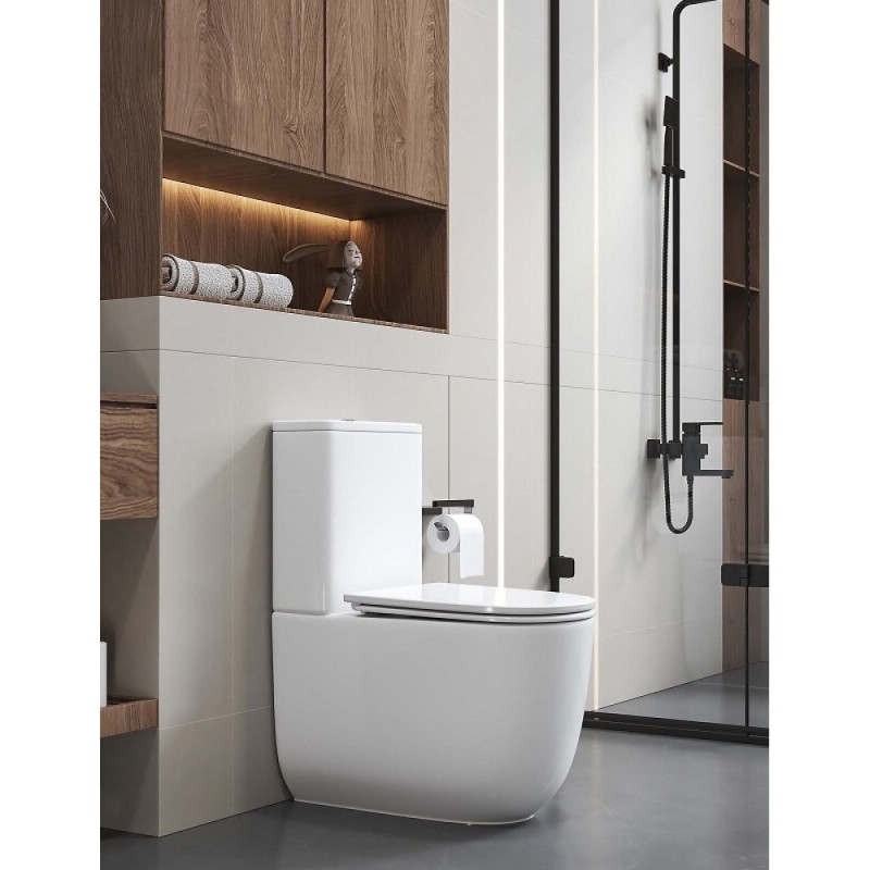 Напольный унитаз Aquatek Optima Plus AQ4452-00, безободковый, смыв торнадо, сиденье микролифт, белый