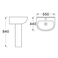 Раковина Aquatek AQ5420-00 55 см, фарфор, подвесная, белый