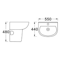 Раковина Aquatek AQ5420-00 55 см, фарфор, подвесная, белый