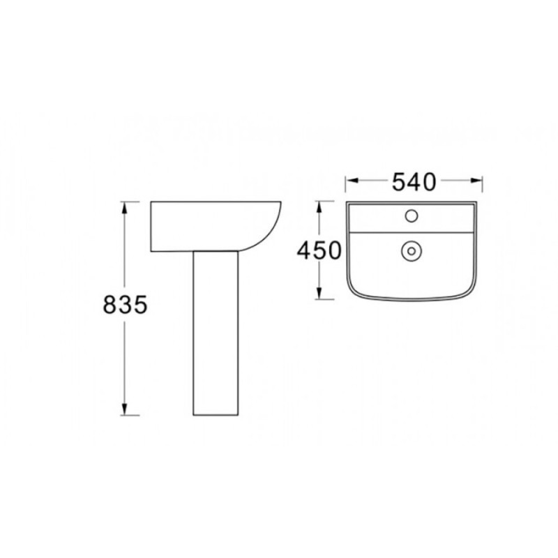 Раковина Aquatek AQ5430-00 54 см, фарфор, подвесная, белый