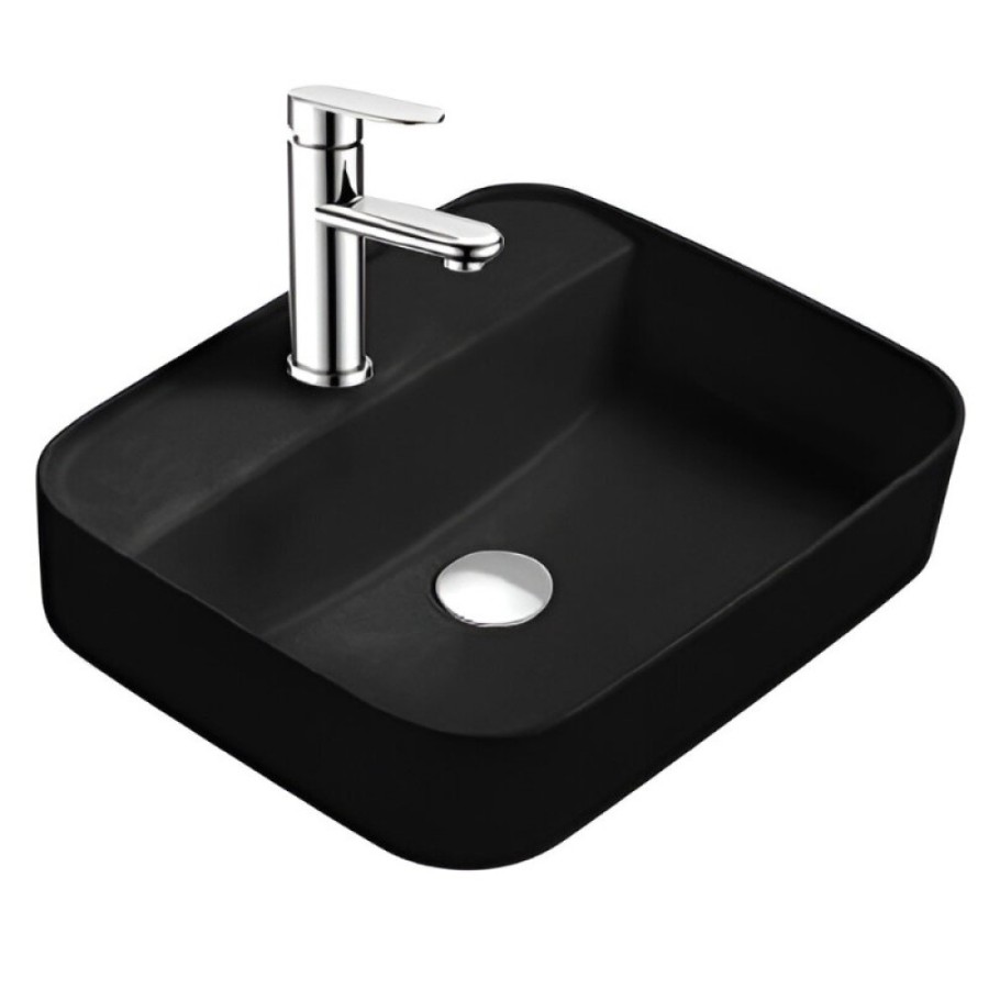 Раковина Aquatek Вега AQ5506-MB, 50 см, фарфор, цвет черный матовый