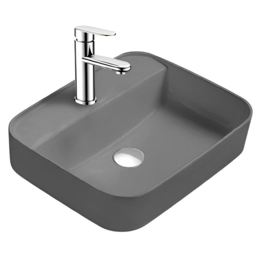 Раковина Aquatek Вега AQ5506-MG, 50 см, фаянс, цвет серый матовый