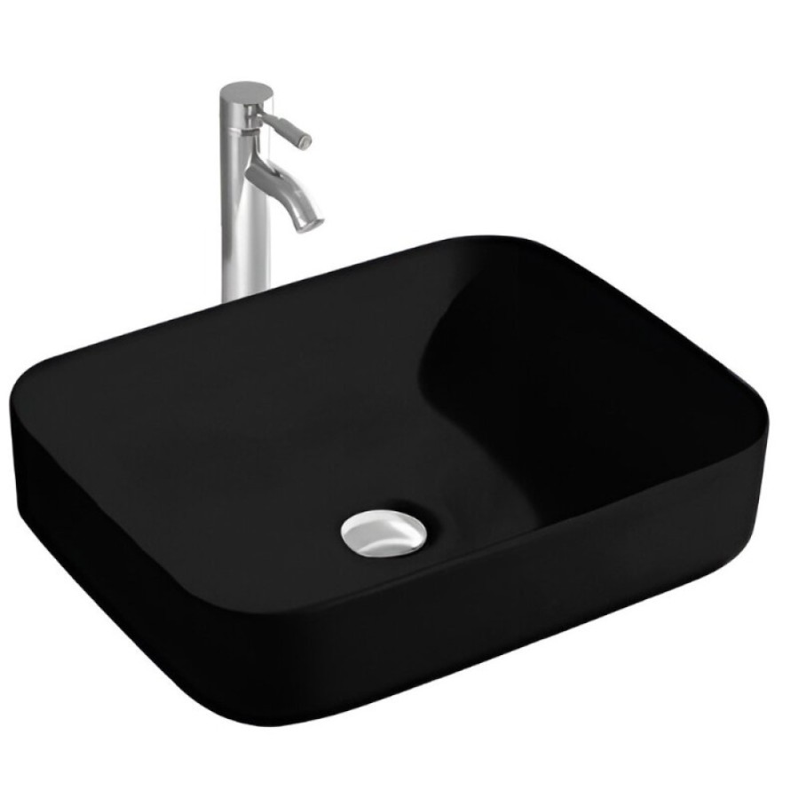Раковина Aquatek Вега AQ5515-MB, 50 см, фаянс, цвет черный матовый
