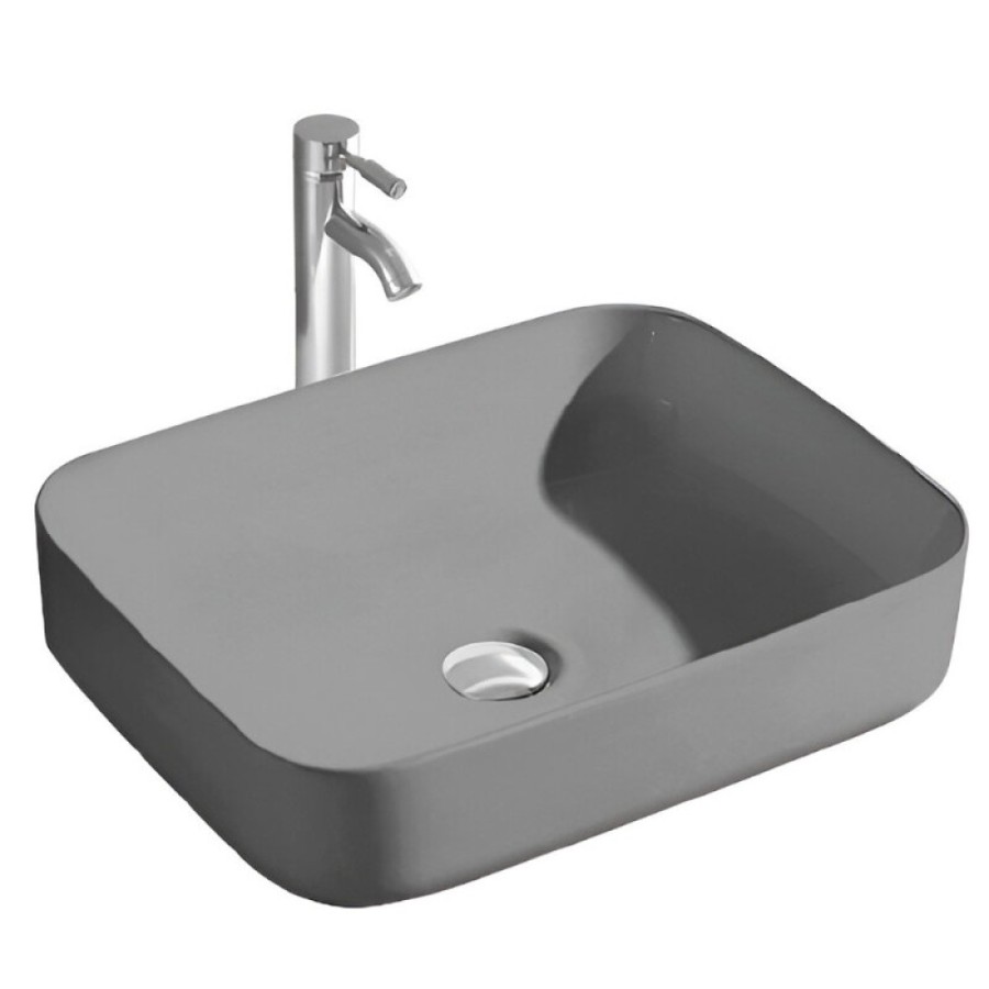 Раковина Aquatek Вега AQ5515-MG, 50 см, фарфор, цвет серый матовый