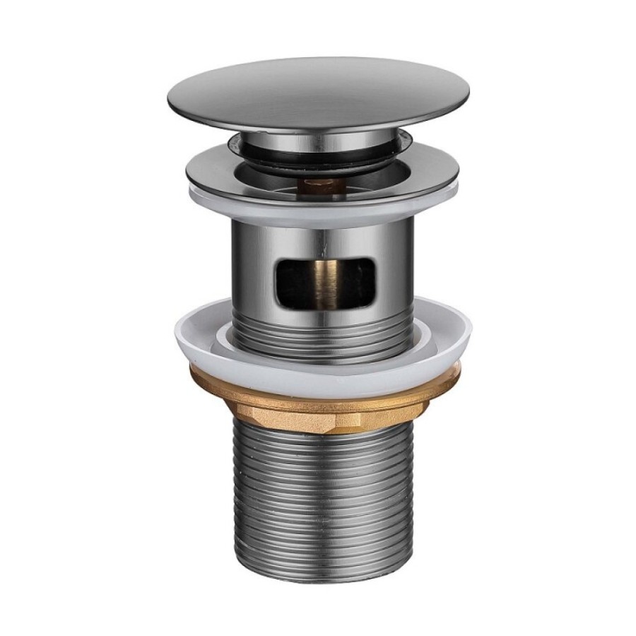 Донный клапан Aquatek AQ6001BGM, Push-open с переливом, оружейная сталь