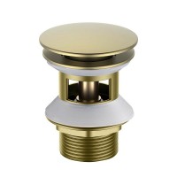 Донный клапан для раковины Aquatek AQ6002BG, клик-клак, с переливом, золото шлифованное