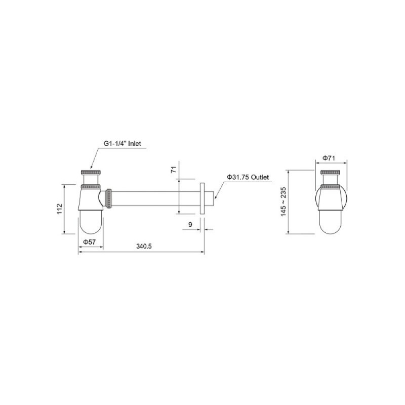 Сифон для раковины Aquatek AQ6014BGM, оружейная сталь