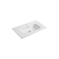 Тумба с раковиной Aquatek Либра AQ66080-DO-MW, 80 см, подвесная, белый матовый/дерево