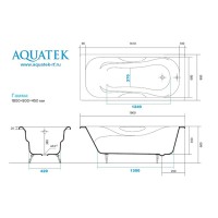 Ванна чугунная Aquatek Гамма AQ8080F-00, 180 x 80 см, ножки в комплекте, белая