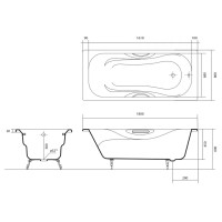 Ванна чугунная Aquatek Гамма 180 x 80 см, белый, AQ8080FH-00