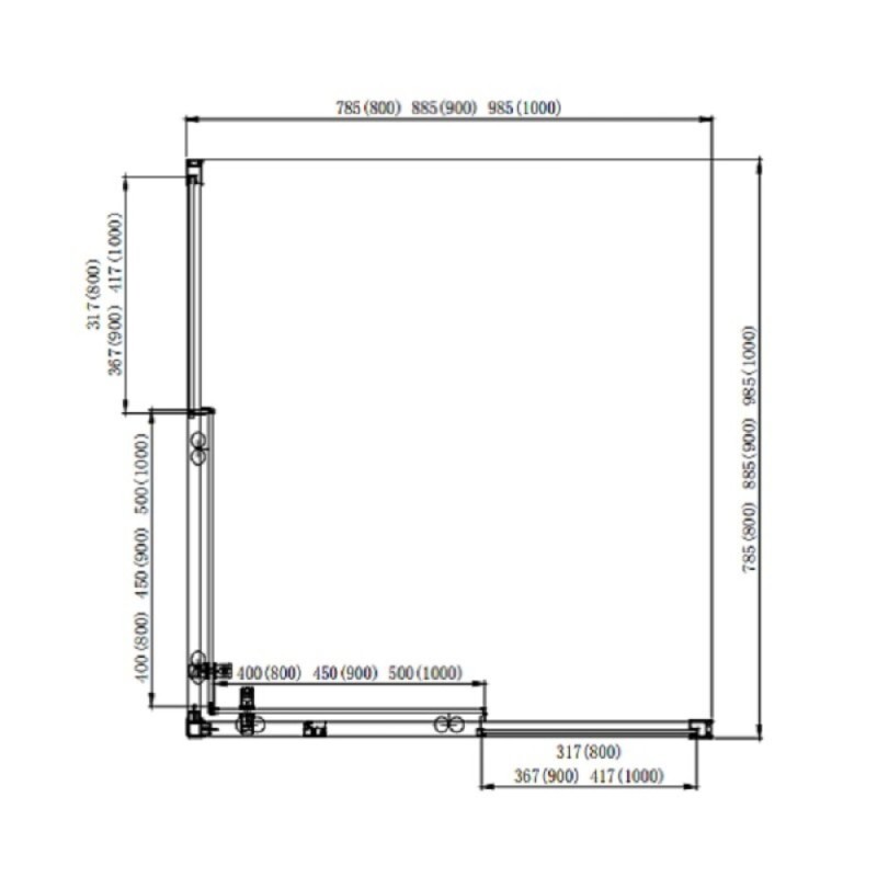 Душевой уголок Aquatek 90 x 90 см, квадратный, стекло прозрачное, профиль хром, AQ ARI KV 09020CH