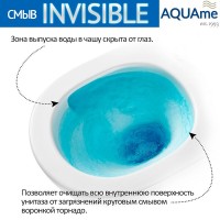 Унитаз подвесной Aquame AQM2013PRO, безободковый, сиденье с микролифтом, смыв торнадо, цвет белый