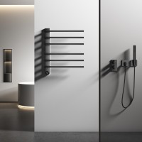 Полотенцесушитель электрический Aquame AQM3116GM, ширина 52 см, высота 61 см, диммер слева, цвет металл