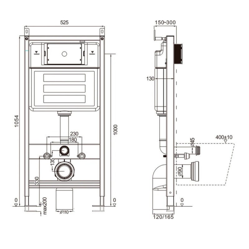 Инсталляция для подвесного унитаза Aquame AQM4002, синяя