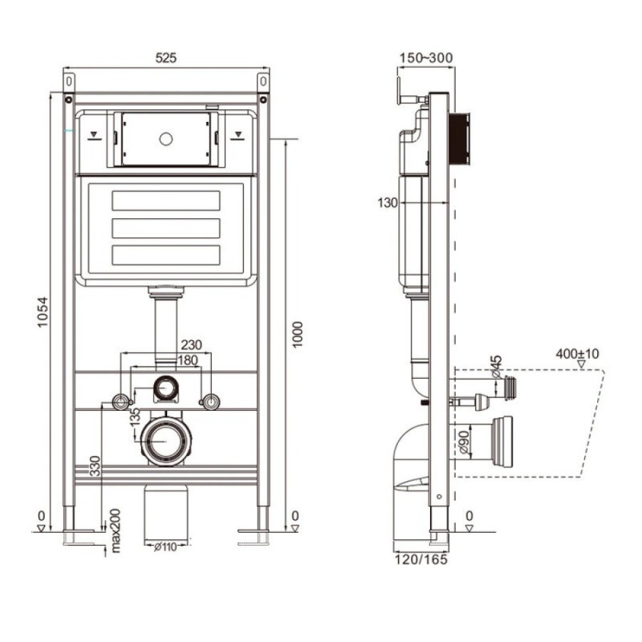 Инсталляция для подвесного унитаза Aquame AQM4002, синяя