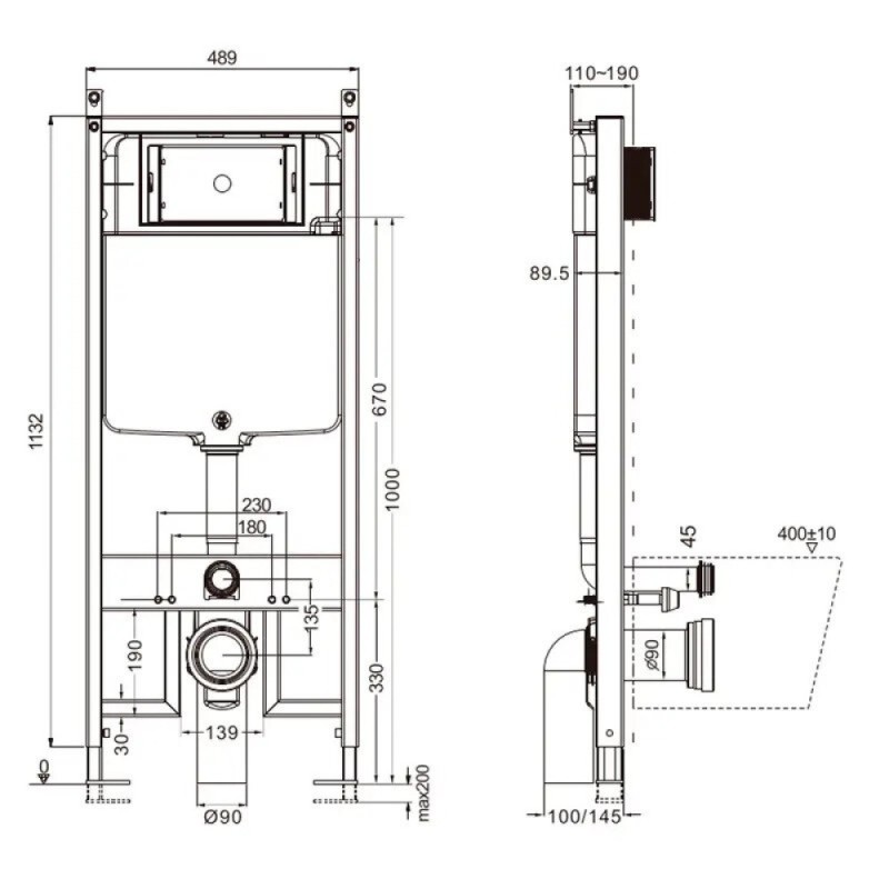 Инсталляция для подвесного унитаза Aquame AQM4003, синяя