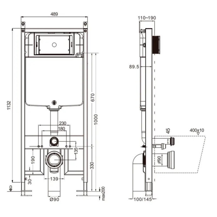 Инсталляция для подвесного унитаза Aquame AQM4003, синяя