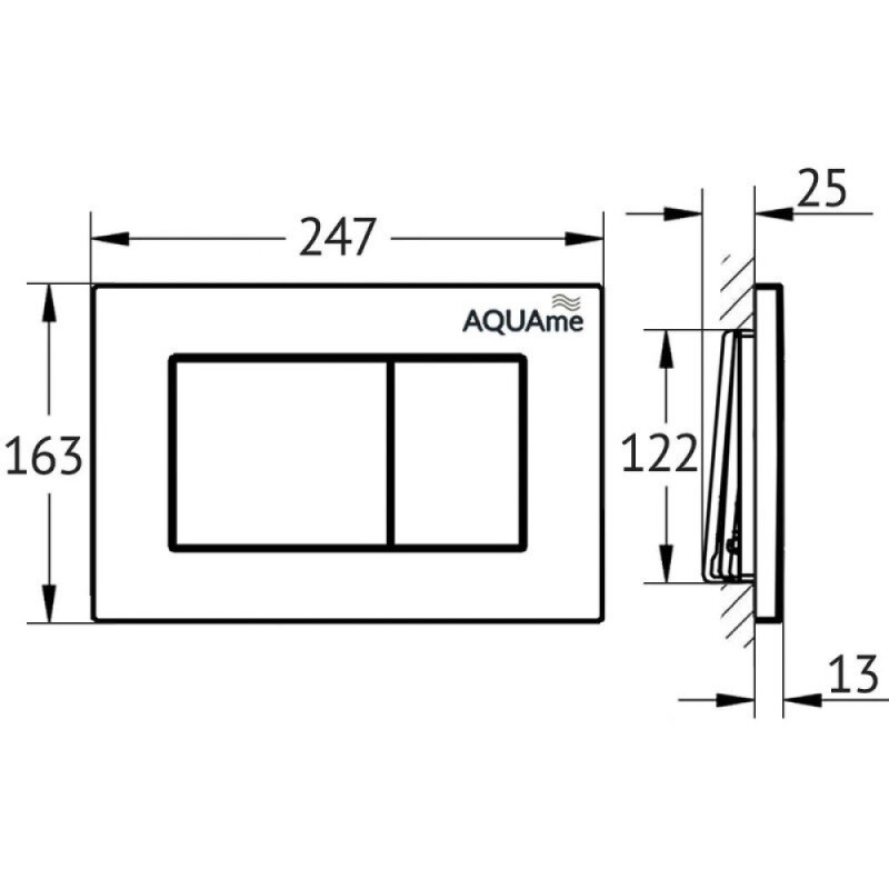 Клавиша смыва для инсталляции AQUAme AQM4102B, механическая, цвет черный