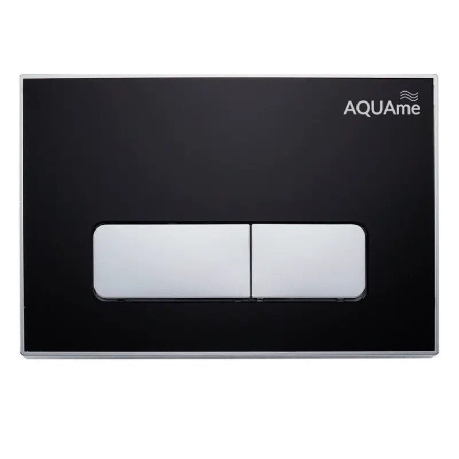 Клавиша смыва для инсталляции AQUAme AQM4104B, механическая, панель черная, клавиши глянцевый хром