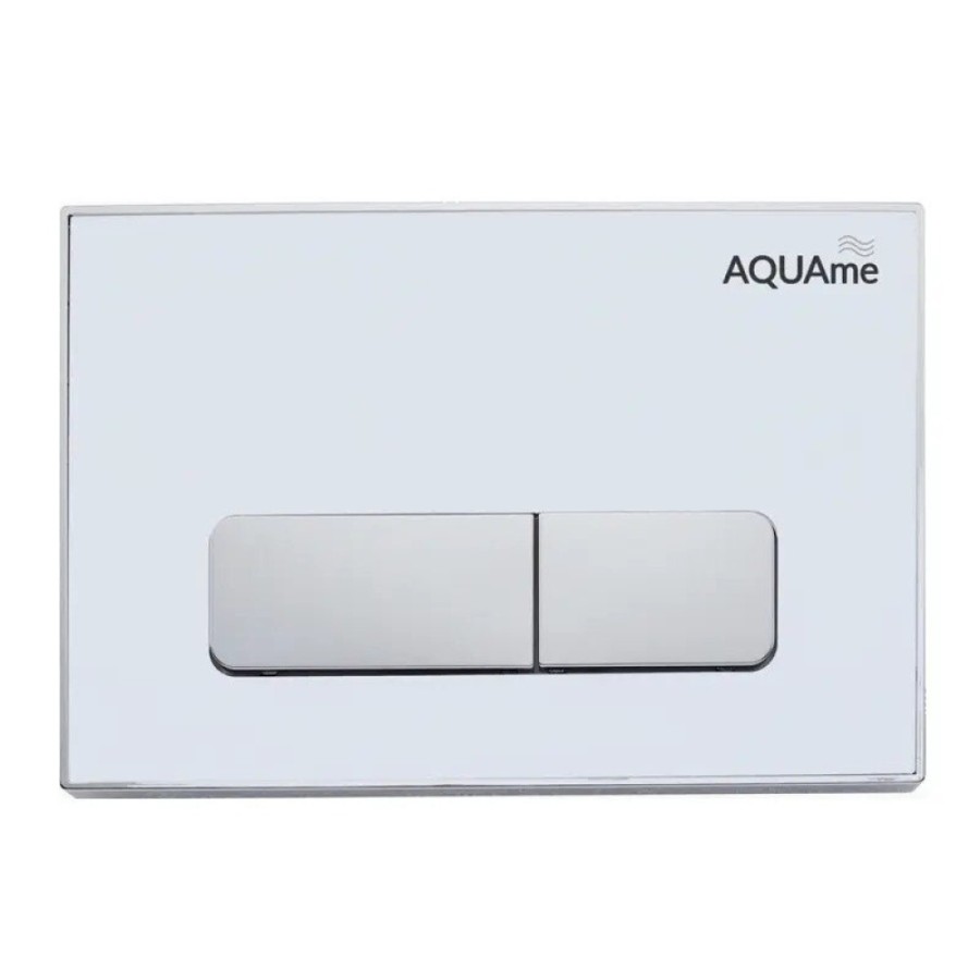 Клавиша смыва для инсталляции AQUAme AQM4104W, механическая, панель белая, клавиши глянцевый хром