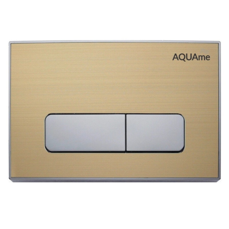 Клавиша смыва для инсталляции AQUAme AQM4105G, механическая, панель золото, клавиши глянцевый хром