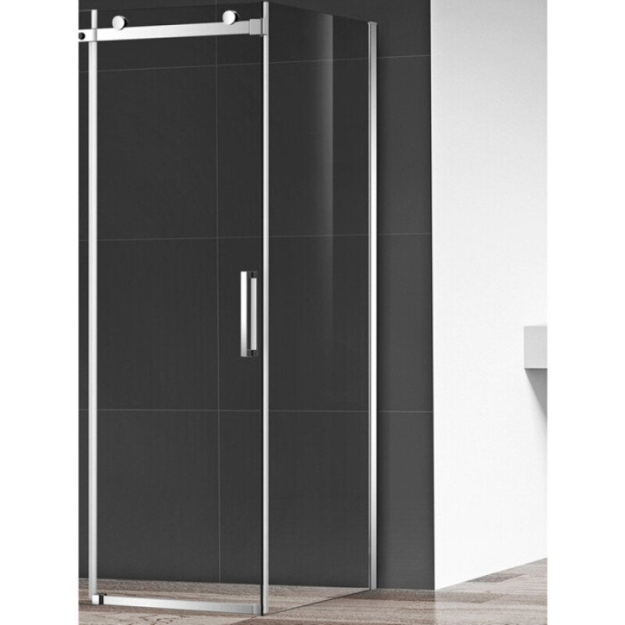 Душевая стенка Aquame, 80 см, стекло прозрачное, профиль хром, AQM4203F