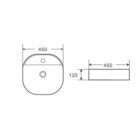 Раковина Aquame AQM5013, 50 см, накладная, с отверстием под смеситель, цвет белый