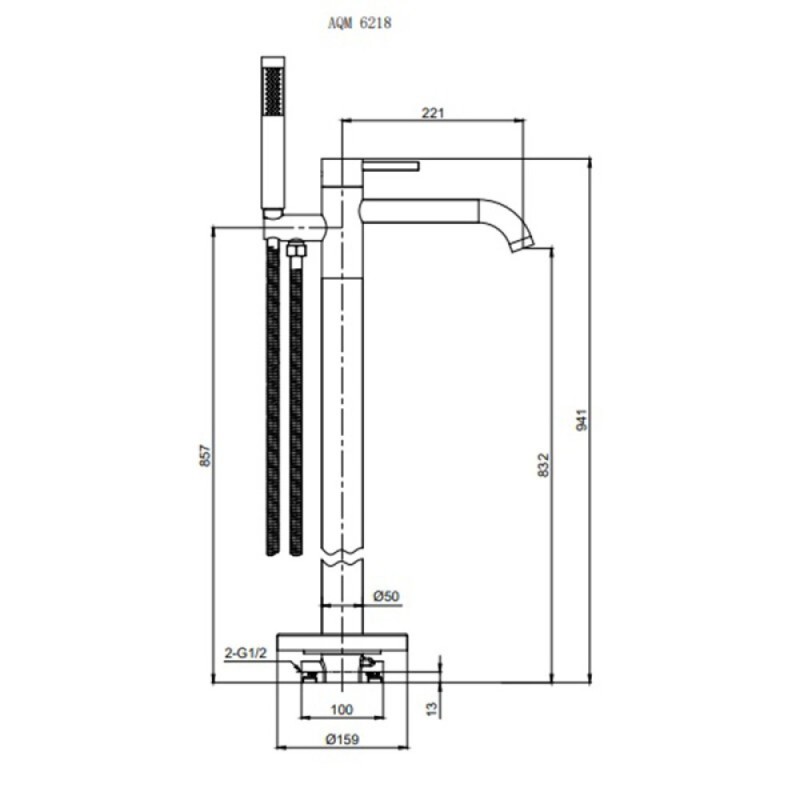Смеситель для ванны Aquame Siena AQM6218GM, напольный, gun metall
