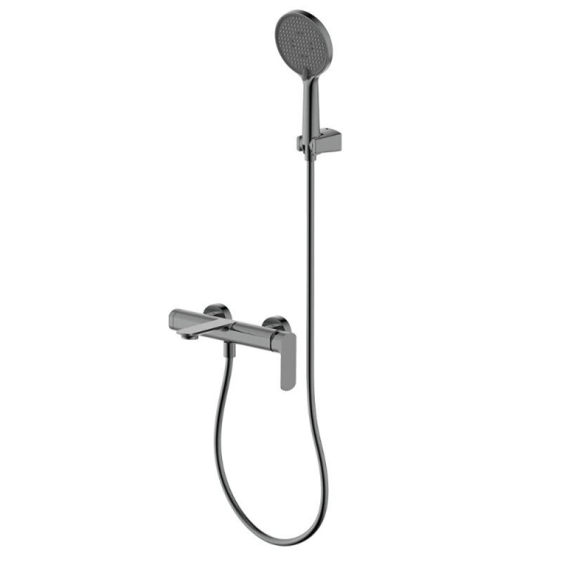 Смеситель Aquame Monza AQM6312GM, для ванны и душа, с душевым гарнитуром, gun metall
