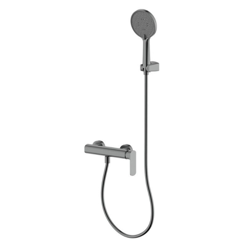 Смеситель Aquame Monza AQM6313GM, для душа, с душевым гарнитуром, вороненая сталь, gunmetal