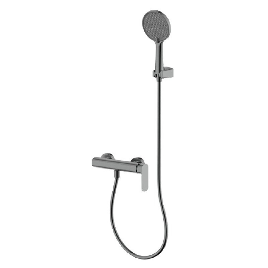 Смеситель Aquame Monza AQM6313GM, для душа, с душевым гарнитуром, вороненая сталь, gunmetal