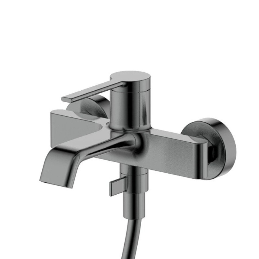 Смеситель Aquame Asti AQM6412GM, для ванны и душа, с душевым гарнитуром, вороненая сталь, gunmetal