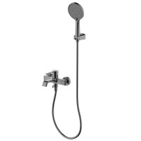 Смеситель Aquame Asti AQM6412GM, для ванны и душа, с душевым гарнитуром, вороненая сталь, gunmetal