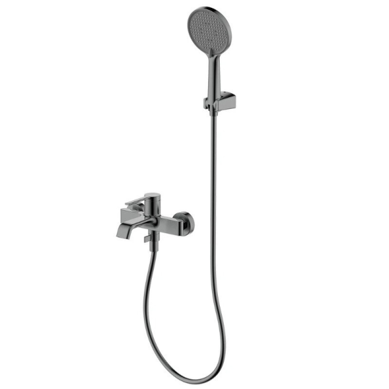 Смеситель Aquame Asti AQM6412GM, для ванны и душа, с душевым гарнитуром, вороненая сталь, gunmetal