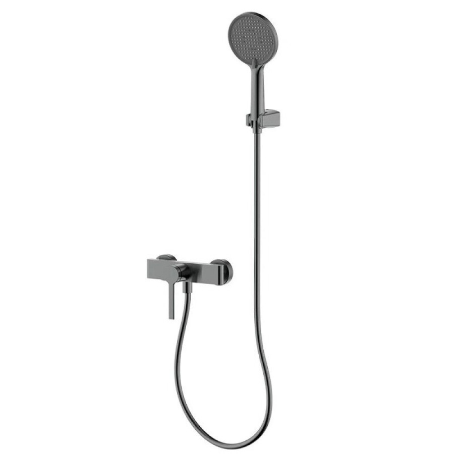 Смеситель Aquame Asti AQM6413GM, для душа, с душевым гарнитуром, вороненая сталь, gunmetal