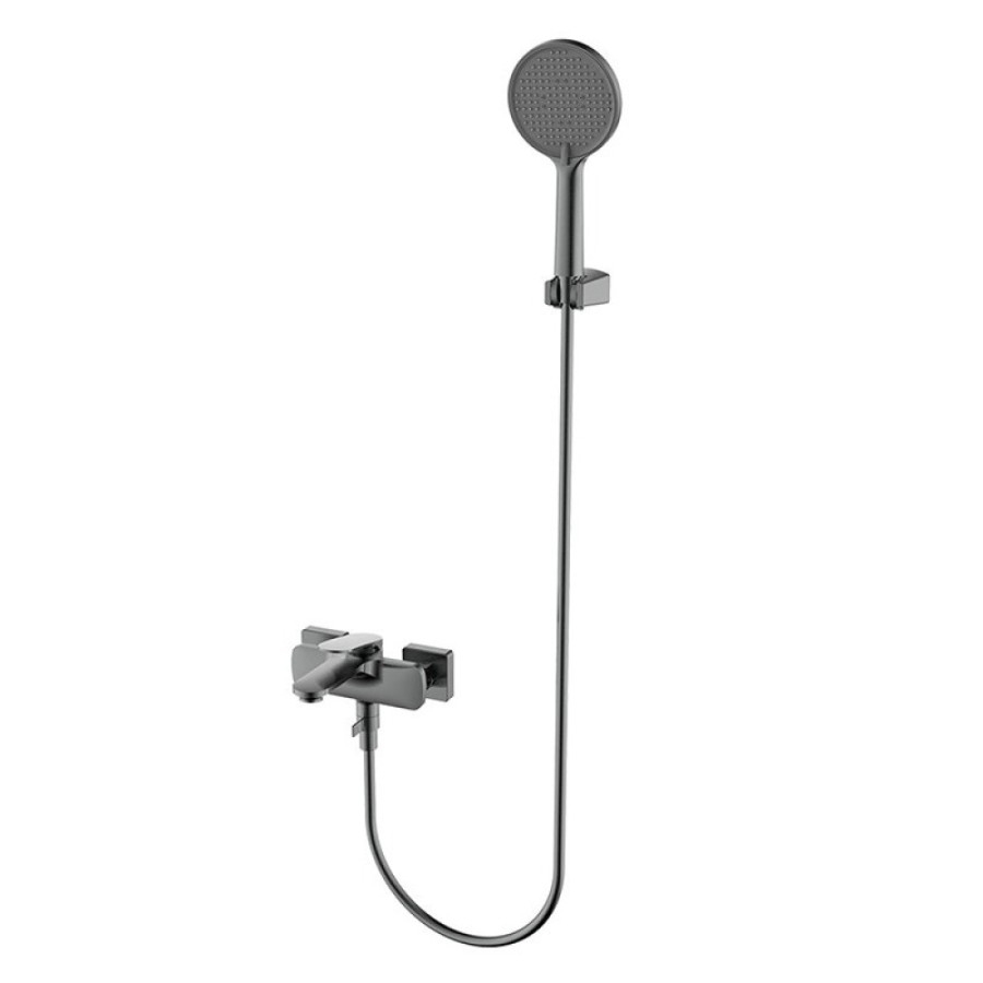 Смеситель для ванны и душа Aquame Imola AQM6712GM, с душевым гарнитуром, gun metall
