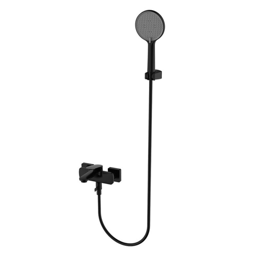Смеситель для ванны и душа Aquame Imola AQM6712MB, с душевым гарнитуром, цвет черный матовый