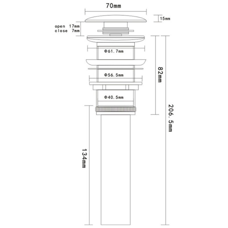 Донный клапан Aquame без перелива, цвет хром, AQM7001-0