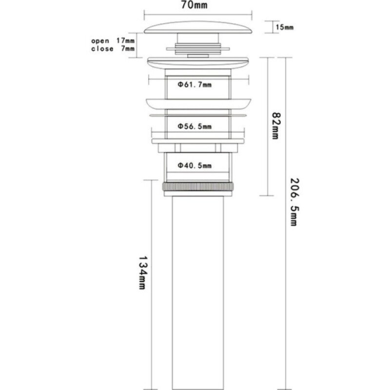Донный клапан Aquame без перелива, цвет черный матовый, AQM7002-0MB