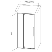 Душевая дверь Aquame, 120 см, стекло прозрачное, профиль хром, AQM7108-12