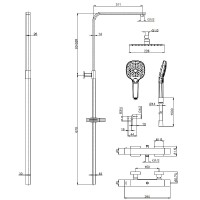 Душевая система Aquame, термостатическая, цвет черный матовый, AQM8007MB