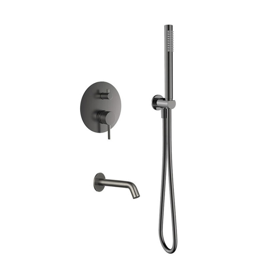 Смеситель для ванны и душа Aquame AQM8406GM, с душевым гарнитуром, gun metall