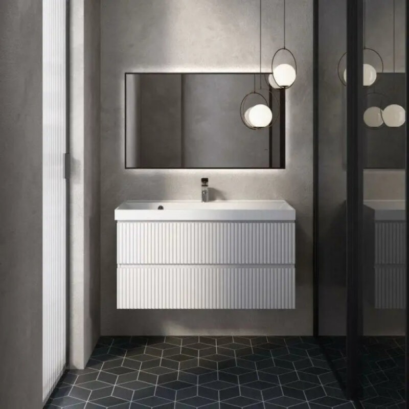 Тумба под раковину Aquame S1 AQM900110WH, 100 см, подвесная, цвет белый