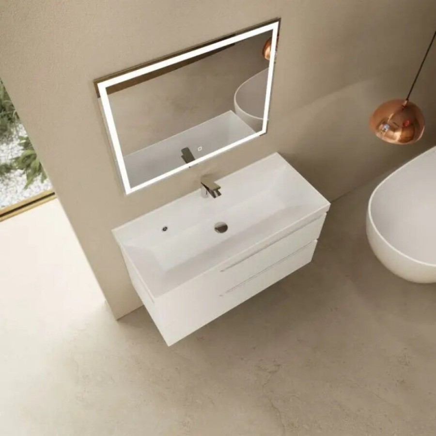 Тумба под раковину Aquame S3 AQM900310WH, 100 см, подвесная, цвет белый
