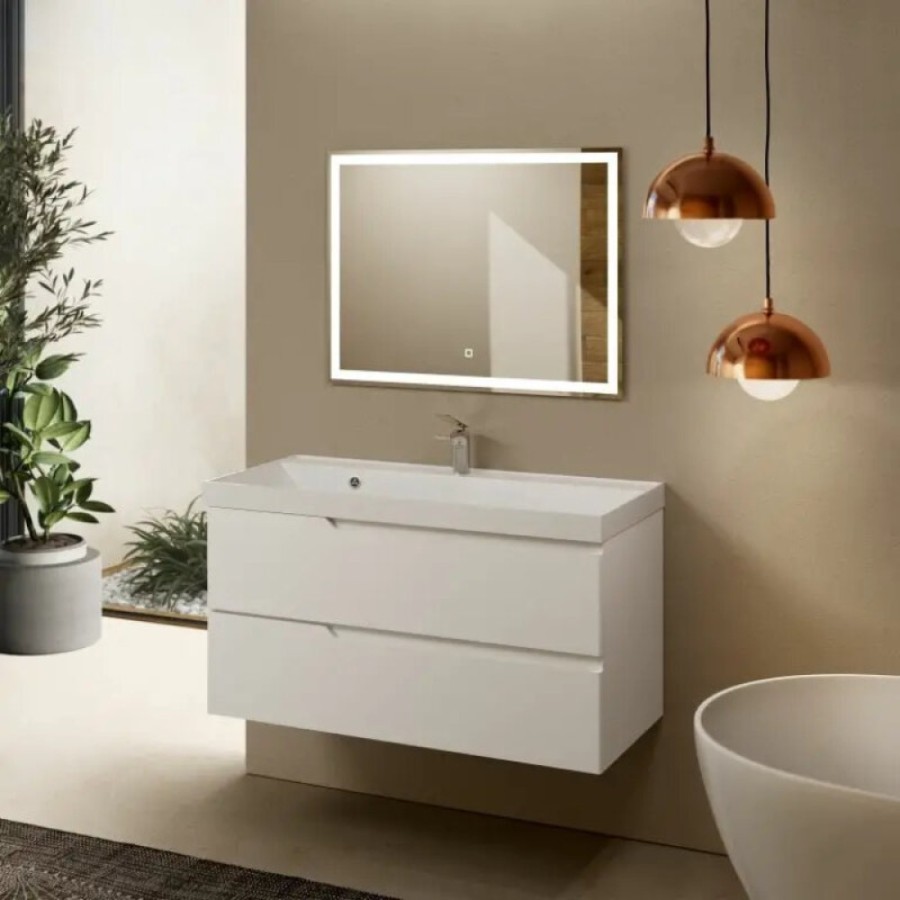 Тумба под раковину Aquame S3 AQM900310WH, 100 см, подвесная, цвет белый