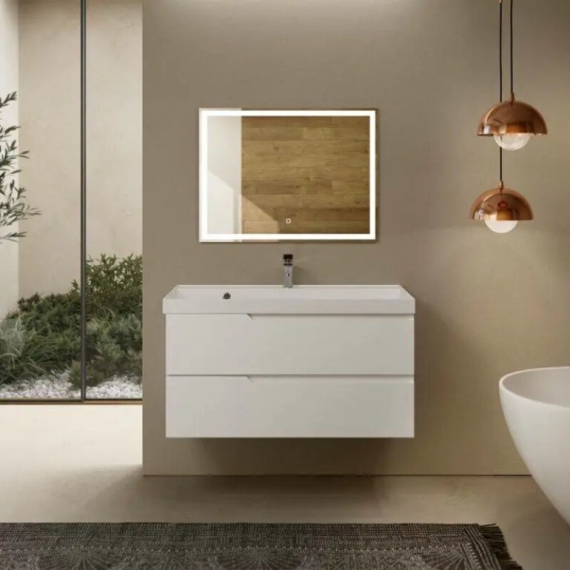 Тумба под раковину Aquame S3 AQM900310WH, 100 см, подвесная, цвет белый