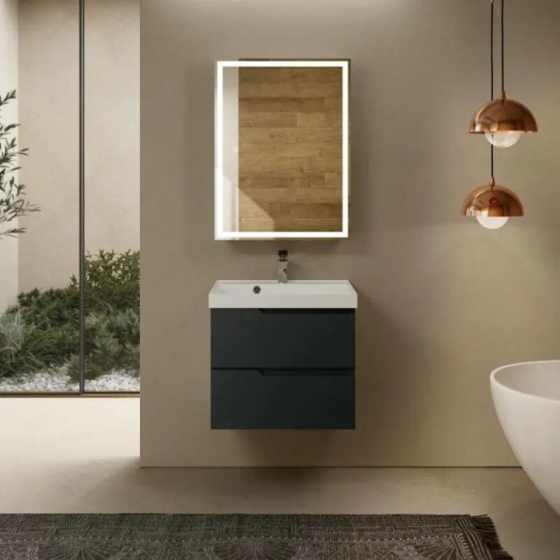 Тумба под раковину Aquame S3 AQM900360GM, 60 см, подвесная, цвет антрацит