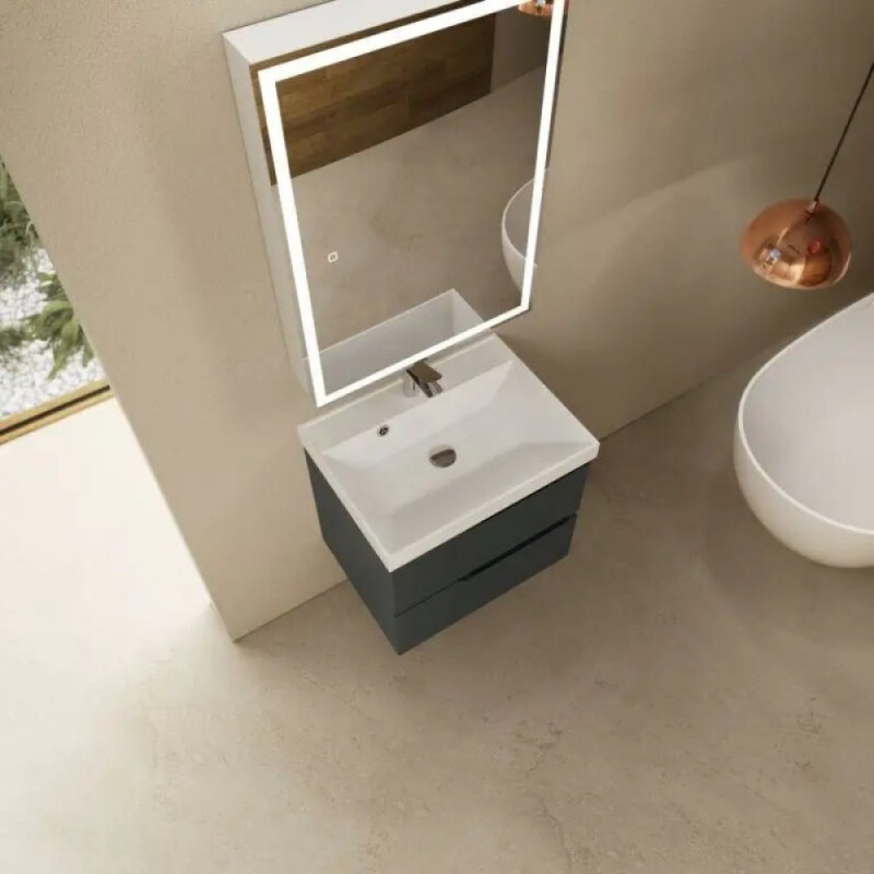 Тумба под раковину Aquame S3 AQM900360GM, 60 см, подвесная, цвет антрацит