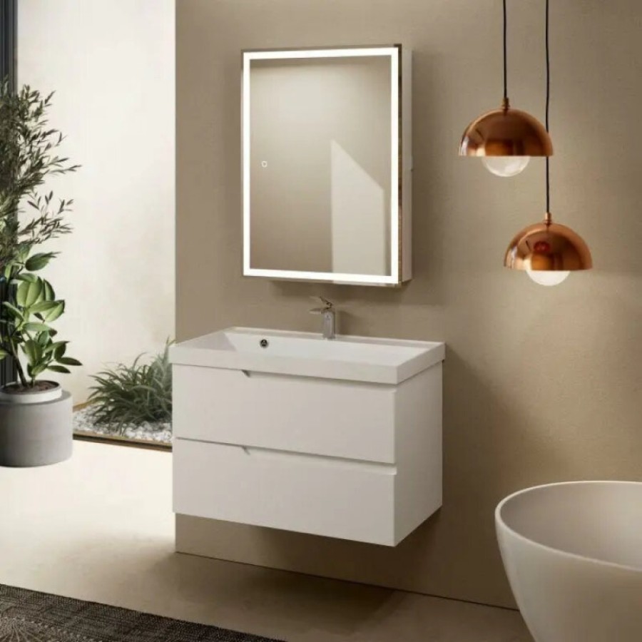 Тумба под раковину Aquame S3 AQM900380WH, 80 см, подвесная, цвет белый