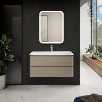 Тумба под раковину Aquame S4 AQM900410BR, 100 см, подвесная, цвет бежевый
